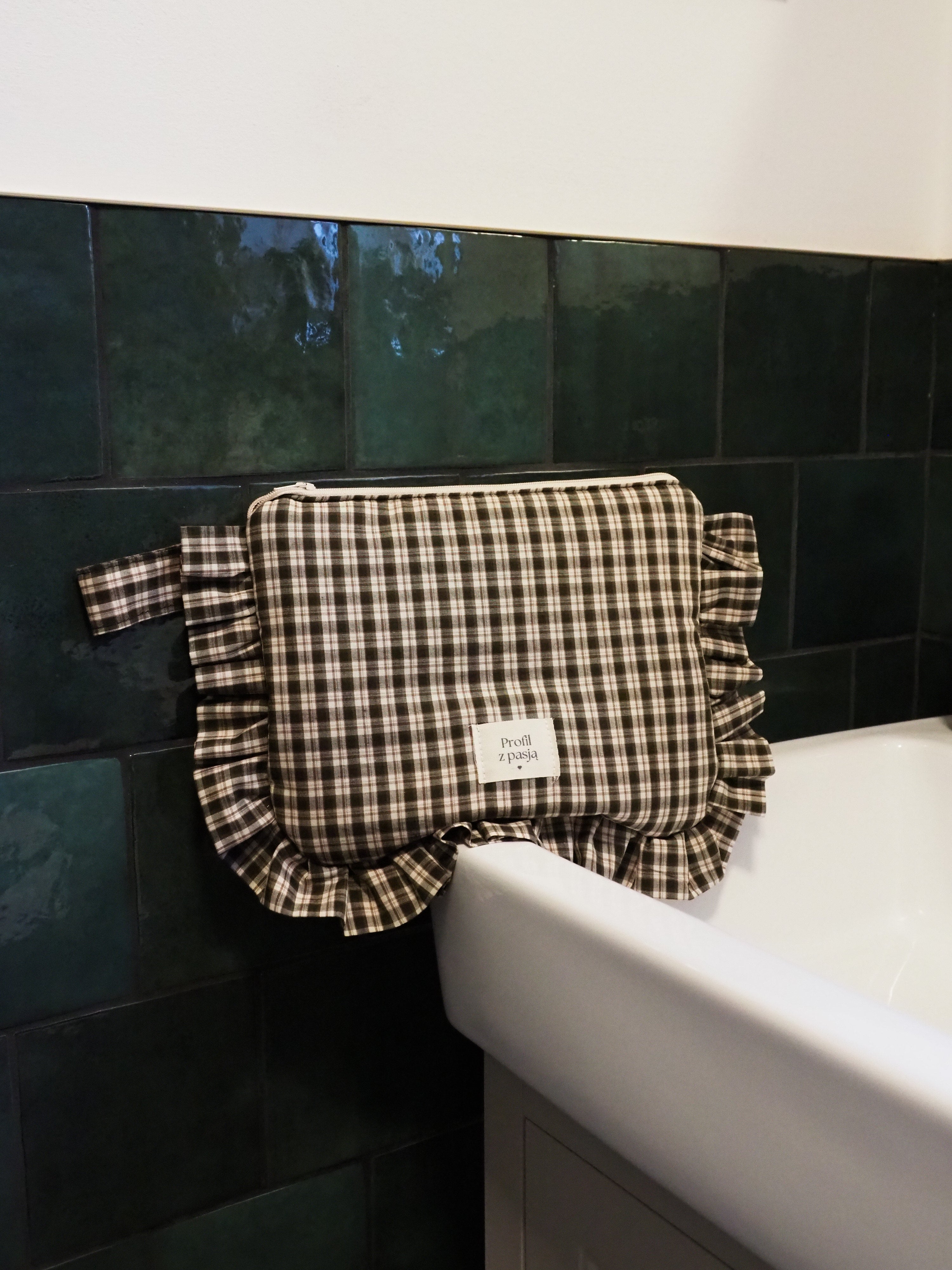 kosmetyczka FALA - jesienna kratka