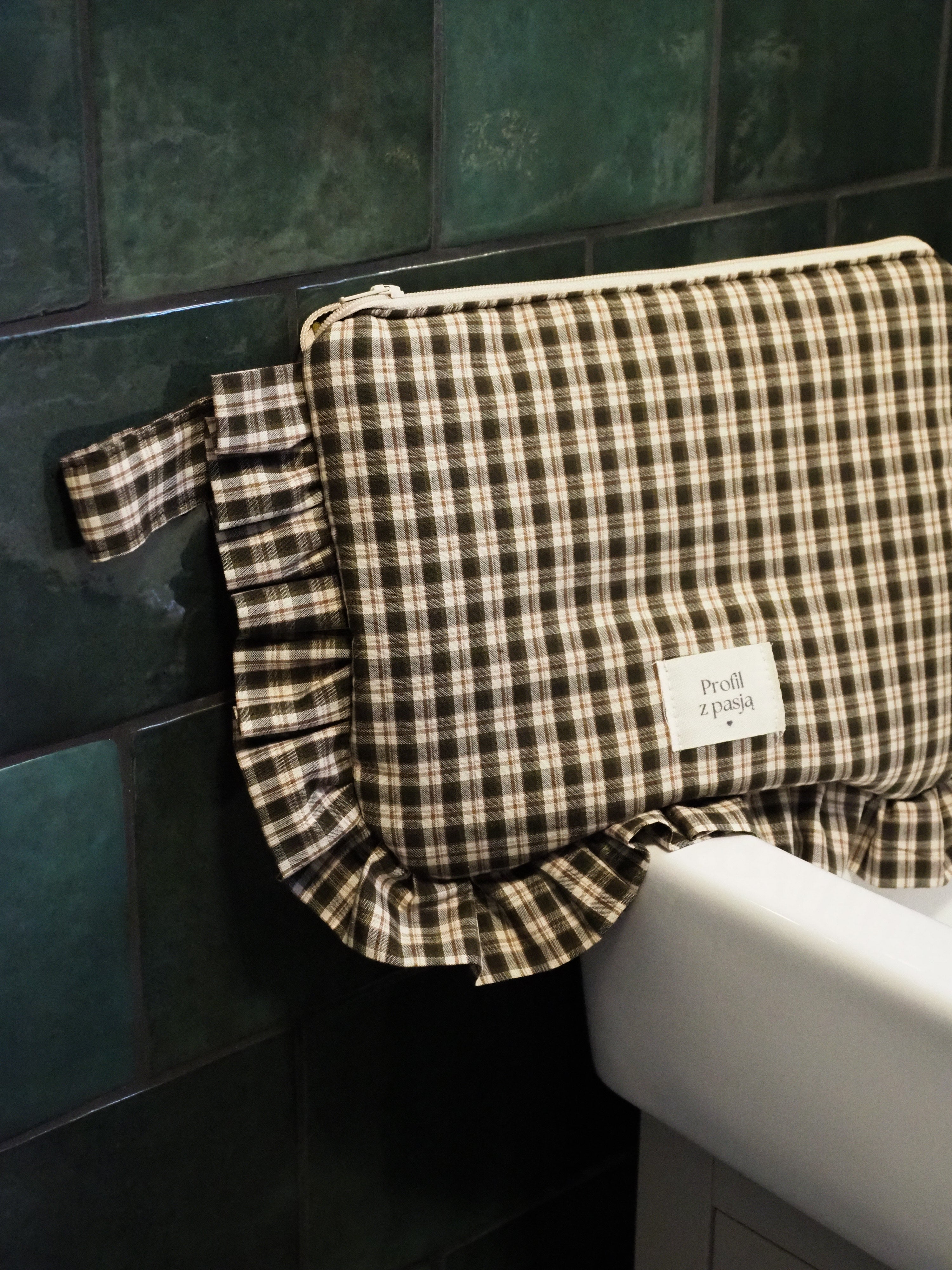 kosmetyczka FALA - jesienna kratka