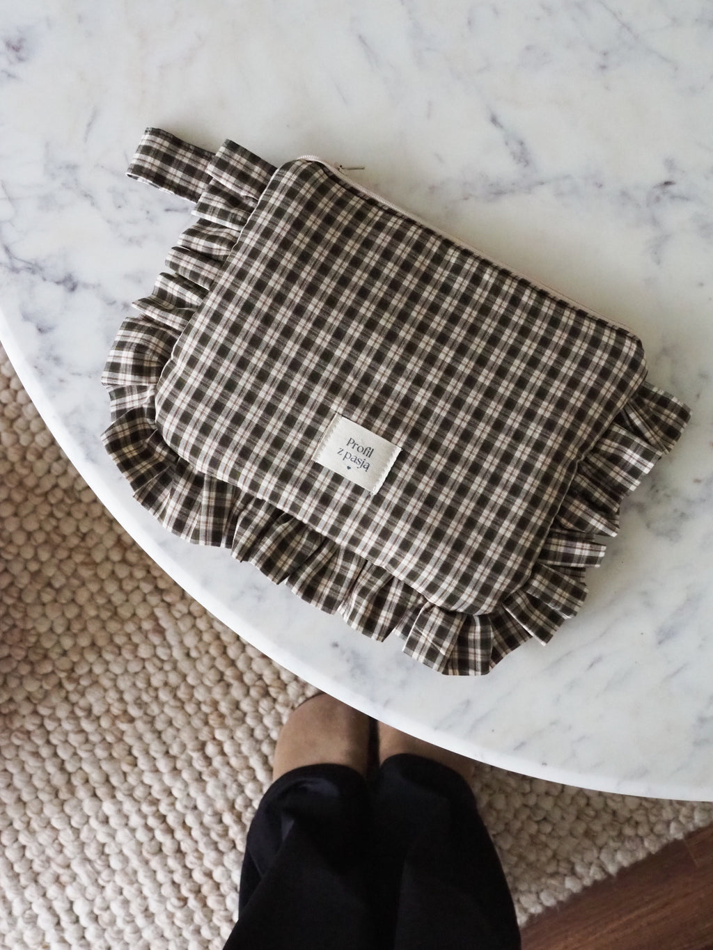 kosmetyczka FALA - jesienna kratka