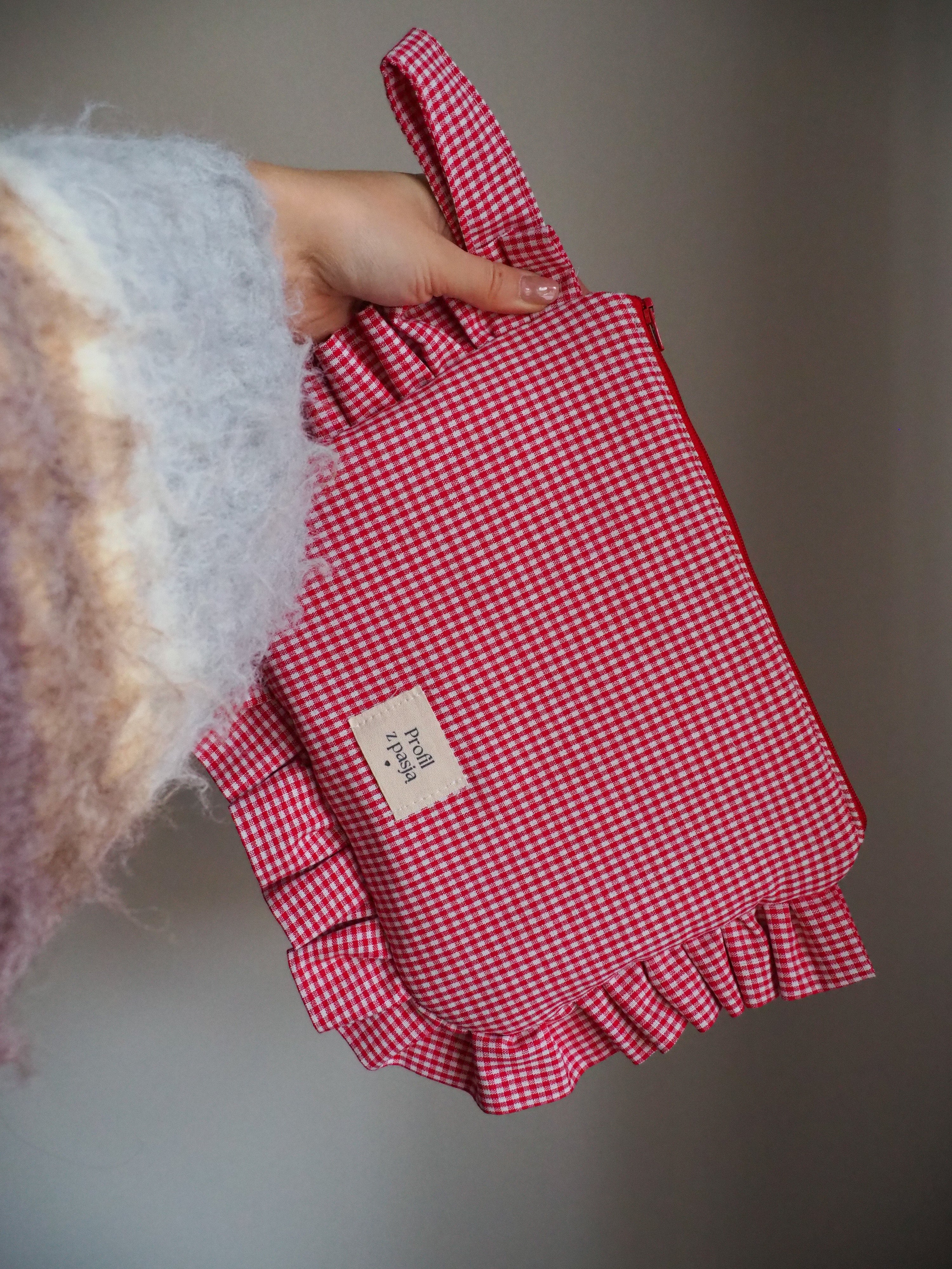 kosmetyczka FALBANA- czerwona kratka